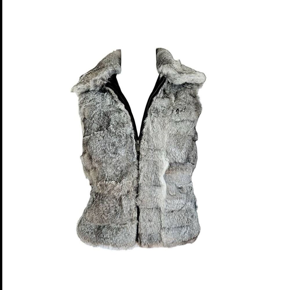 y2k mcbling fur zip-up vest